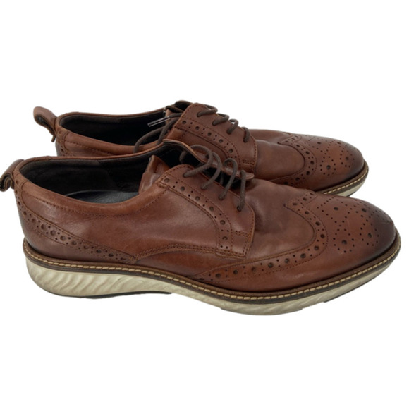 ECCO Phorene Derby Oxford Brown Leather Made in Portugal Loafer Shoe Men's 9 - Picture 1 of 15